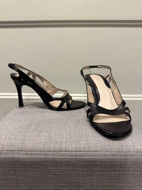 Guess Black Leather Slingback Heel Sandals 6.5